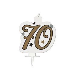   La mulți ani Milestone Lumânare de Tort Auriu Happy Birthday, Lumânare Cifrată 70