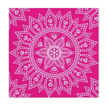 Colorat Fuchsia White Șervețel Mandala 20 buc, 33x33 cm FSC