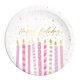 La mulți ani Candles Farfurie de hârtie Happy Birthday 8 buc 23 cm FSC
