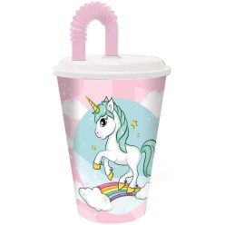Unicorn Pahar Range cu pai, plastic 430 ml