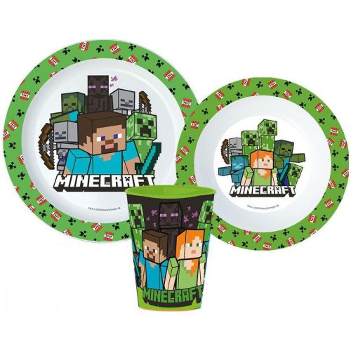 Minecraft set de masă, set micro din plastic, pahar 260 ml