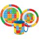 Bricks Set de masă cu model Lego, set micro plastic cu cană de 350 ml