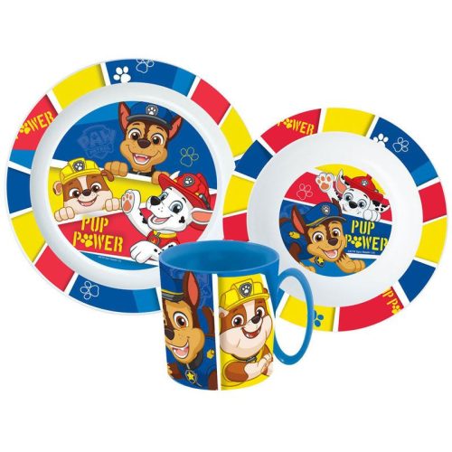 Patrula Cățelușilor Set de masă Pup Power, set din plastic micro cu cană 350 ml
