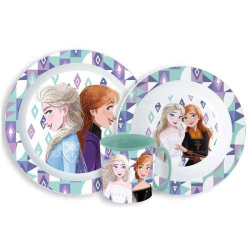 Disney Regatul de gheață Ice Magic set de masă, set din plastic pentru microunde cu cană de 350 ml