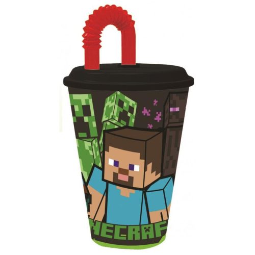 Minecraft Creeper Pahar cu pai, Plastic 430 ml