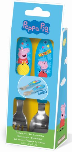 Purcelușa Peppa Hooray set tacâmuri ergo metalic - 2 piese