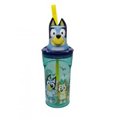 Bluey Splash Pahar cu pai din plastic 3D 360 ml