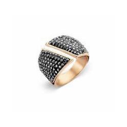 Victoria Inel cu piatră neagră de culoare rose gold
